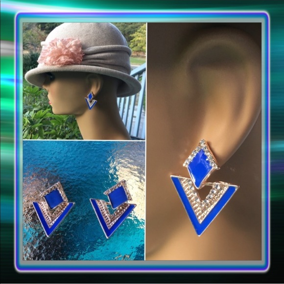 Jewelry - Blue Triangle Earrings